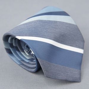 Jean de Lise Tie Blue Gray Striped Mens Necktie